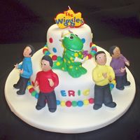 Wiggles I had a blast making this cake, while I listend to The Wiggles' music.