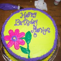 Lime Green And Purple Cake With Flower cake with flower, very bright and colorful