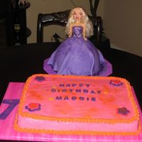 Daughters 7Th Birthday Cakes another view of the bratz cake and a sheet cake with buttercream icing and fondant accents.