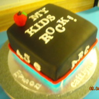 My Kids Rock! A friend wanted a back-to-school cake for her kids. Black Duff fondant works very well!!