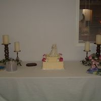 60Th Anniversary Square, yellow cake with butter cream icing and real roses.