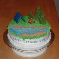 Camping This was for all of the fathers in my family. Since they all like to camp, I thought I would do this for the theme on the cake. For the...