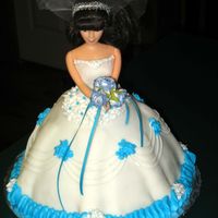 Brides Cake I did this brides cake for a bridal expo. It was my first try at putting "pleats" in the fondant skirt.