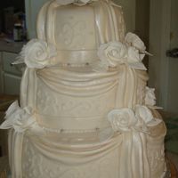 My 1St Wedding Cake A co worker wanted me to make her wedding cake. I was apprehensive, but it turned out okay