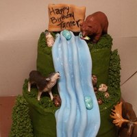 Alaskan Wilderness chocolate chip sponge with eggless chocolate chip cookie dough filling. fondant accents