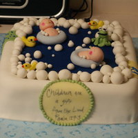 Baby Tub Chocolate Chip Sponge with eggless chocolate chip cookie dough filling. fondant accents