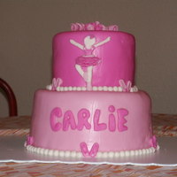 Pink Ballerina Birthday chocolate cake with rasberry filling, fondant accents