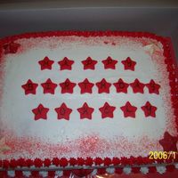 Birthday Cake For Young Lady Who Wanted Stars And Red Vanilla cake with raspberry bc filling iced in bc fondant stars and candy stars.