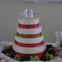 Red Ribbon Cake Sour cream white cake w/ huckleberry BC filling. This cake, even though simple, gave me fits!!!. I made my BC too thin and it just wouldn&#...