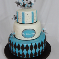 La Quinceanera Bottom tier: Chocolate/strawberry filling. Top two tiers: Vanilla Coc. cream/Passion Fruit filling. IMBC, MMF. This one will be priced...