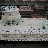 Last Minute Wedding Cake A full sheet wedding cake with a 7" added.