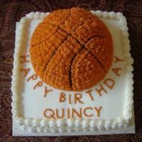 Quincy's Basketball Cake This was for a friend of ours who's son was just selected for All-Statebasketball team and it just so happened to be his birthday!...