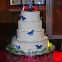 Swiss Dots, Scrolls And Wafer Paper Butterflies. This one was really cool. It scared me to death but I did it!! The bride that ordered this cake's father had passed away a number of...