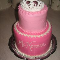 Princess Mckenzie's Cake My daughter's 4th birthday cake. I wish I had taken a picture after I patted down all the stray frosting that was sticking out...