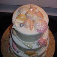Seashell Sweet 16Th Birthday (Another Angle) This is a sweet 16th birthday cake. I really like how it turned out!! I hand painted all the white chocolate seashells. Lots of time, not...