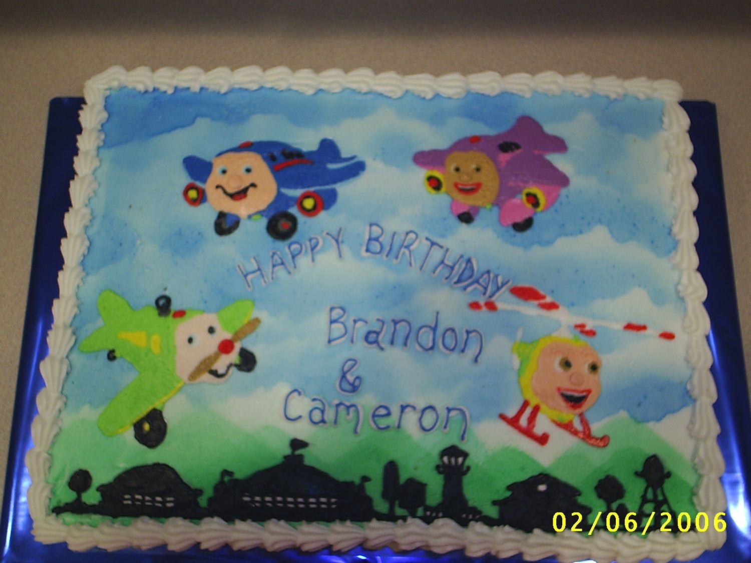 Jay Jay The Jet Plane Made this cake for my twin nephew's 2nd birthday. All the characters are BCT.