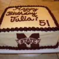 Mississippi State I made this cake for my mother's birthday. It was so hot that day and as you can tell the buttercream icing is practically melting off...