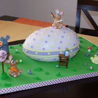 Easter Egg Construction Site Fondant bunnies decorating a giant Easter egg :)