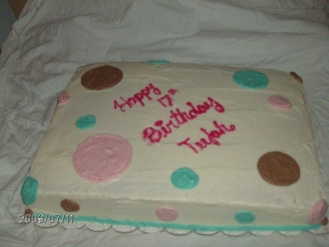 Trendy Polka Dots Made for one of my regulars for her daughter's birthday. She wanted polka dots in pink, blue, and brown.