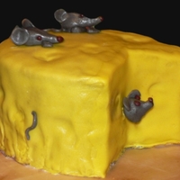 Cheese sponge cake with chocolate buttercream with marcipan