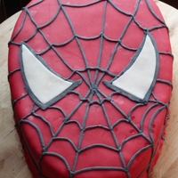 Spiderman Face sponge cake with chocolate buttercream. with marcipan