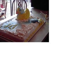 Bubble Bath Baby Duck This is a full sheet cake decorated as a bubble bath with a duck wearing a bonnet. I used the Wilton 3D duck pan and fondant to make the...