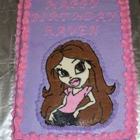 Bratz Birthday For Raven Buttercream icing with a frozen buttercream transfer.