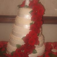 Large Cake The number of the wedding grew rather last minute so the cake when from three tiers to five! And my I say my first experience with Satin...