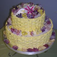 Yellow Basketweave With Crystallized Roses And Snapdragons I made this cake for my grandparents' 70th Wedding Anniversary party on 6/11/06. It's a vanilla buttermilk cake with lemon and...