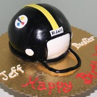 Steelers Helmet This is my second attempt. Think it's better than first besides face mask. Very humid so gumpaste wouldn't dry. TFL.