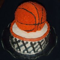 Basketball Cake Thanks to LISA for posting the pics of her cake, it was a great instructional post! .... My 9 year old loved it!!! ..... white mix, with BC...