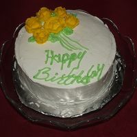 My 1St Layer Cake My first layer cake for my Mother in Laws Birthday... Day before I am to start my Wilton I class... first attempt at Roses.