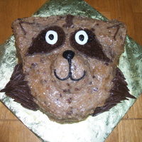German Chocolate Raccoon Little girl wanted a raccoon cake that was also German chocolate. This was the best I came up with. She loved it.