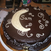 Something Pretty She requested something pretty with lots of chocolate. My first attempt at ganache. The boarder is dark chocolate star cookies from Trader...