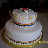 Commitment Ceremony Cake Fondant cake with ribbon, rose imprint, roses