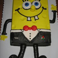 Spongebob In Tuxedo 1/4 sheet decorated in buttercream. The Bride wanted to surprise the groom with Spongebob in a tux...
