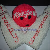 Bowling Ball & Pins For My neice's 9th birthday. All buttercream, fondant accents.