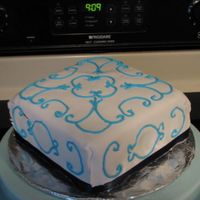 Top Tier Square Fondant Wedding Cake. My First attempt at fondant on a square cake. I learned not to let the fondant sit for too long. IT was actually a practise for a top tier...