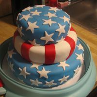 3 Tier 4Th Of July Cake This was a fun 3 tier cake to make. I experienced a bit of sagging look on the middle tier as I couldn't seem to get the MMF to stick...