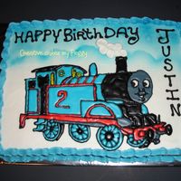Thomas The Train Marble cake, buttercream, run sugar, airbrush.