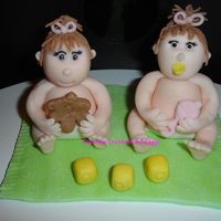 Twin Girl Figures For Baby Shower Cake From Aine's tutorial. Thank goodness I am taking her class in NY in October!!