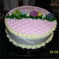 1 Layer Easter Basket Cake This was a simple version of another Easter Basket I did. 1 layer cake with a small amount of basket weave on top. with grass tipping.