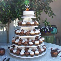 Cupcake Wedding 200 cupcakes in chocolate/chocolate and French Vanilla with Raspberry filling. All buttercream frosting.
