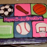 Sports Birthday Cake A birthday cake for a young girl having a sports themed birthday.
