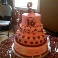 Sweet 16 I took inspiration from MANY cakes on CC, Thanks!! MMF over Strawberry and Chocolate cakes. I think this is my best ever!!