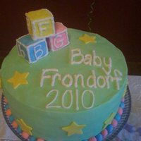 Gender Reveal Gender Neutral Cake with the baby's gender revealed when they cut into the cake. This one was a boy (blue-tinted white cake). SO fun...