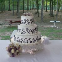 Heather's Cake This was for my Brother-in-law's wedding. I was 8 months preggo, in July, outside wedding with no kitchen, did all the catering and...