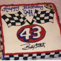 Nascar Cake This cake was half chocolate and half vanilla with buttercream icing. It was a surprise for a costumer who loves nascar and Bobby Labonte...