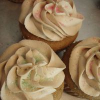 Cupcakes For Baby Shower. Caramel Latte Cupcakes with simple pink & green sparkles.