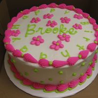 Birthday Cake This is a 9" round done with buttercream. The customer's favorite colors were hot pink and lime green (mine, too!)